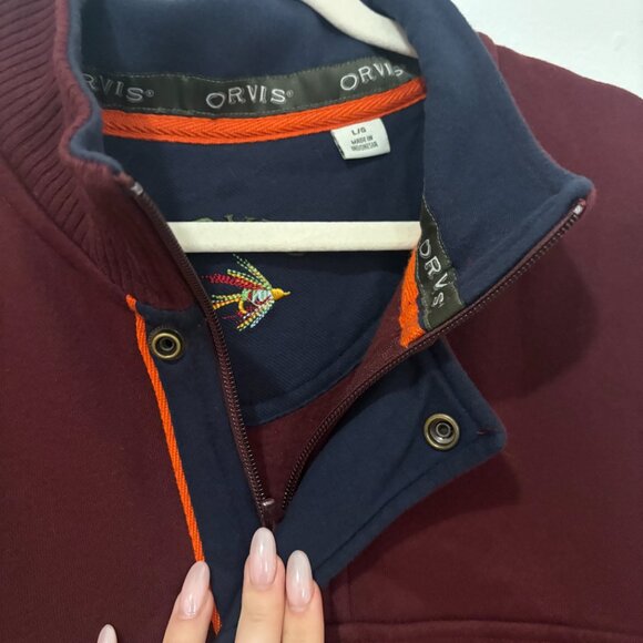 Orvis Signature 1/4-Zip Sweatshirt - Maroon - Large - Picture 3 of 5